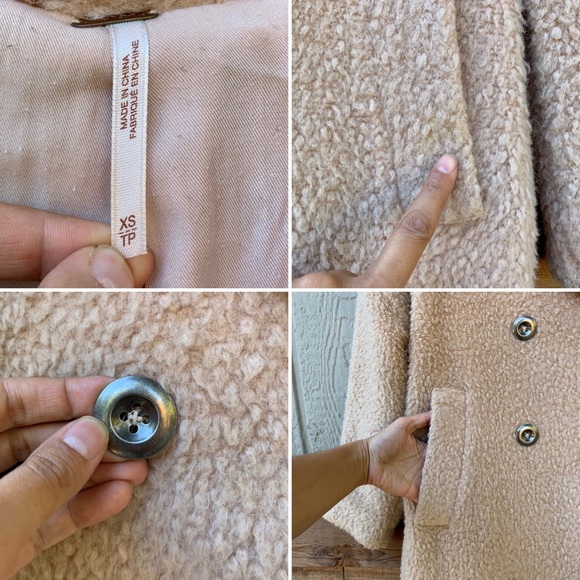Free People mauve blush pink oversized button down teddy sherpa jacket overcoat - Picture 15 of 16